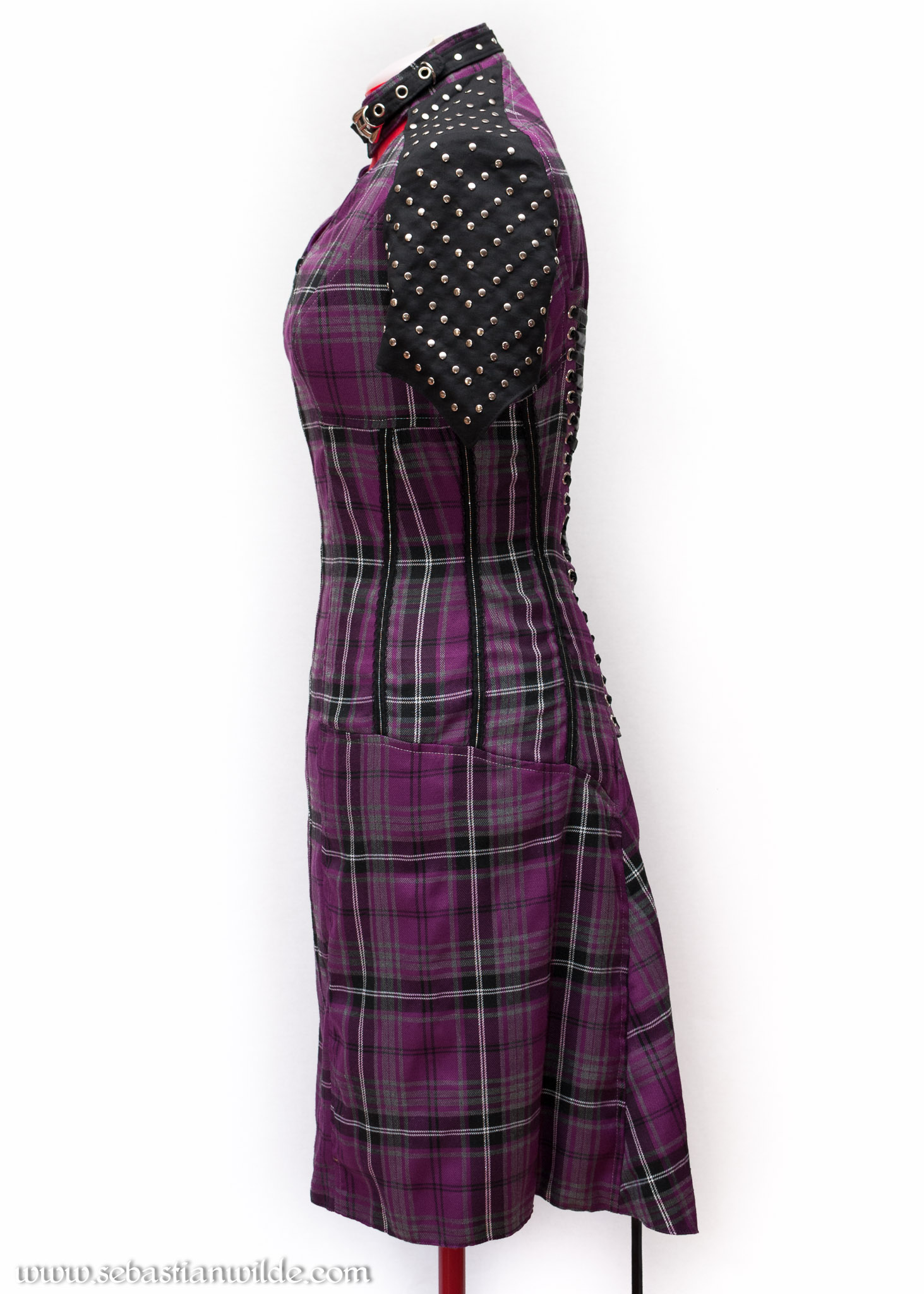 purple tartan dress